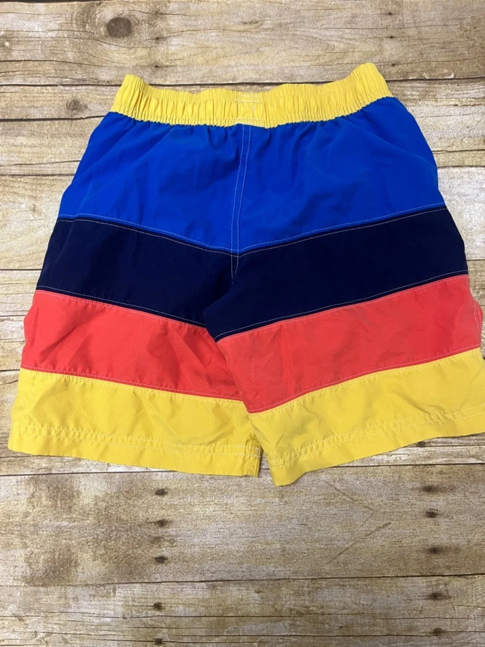 Boys Hanna Andersson Colorblock Swim Shorts - Blue, Navy, Red, Yellow Size 10